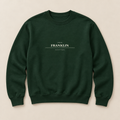 Franklin Crewneck — Forest Green, front view. Digital product mockup.