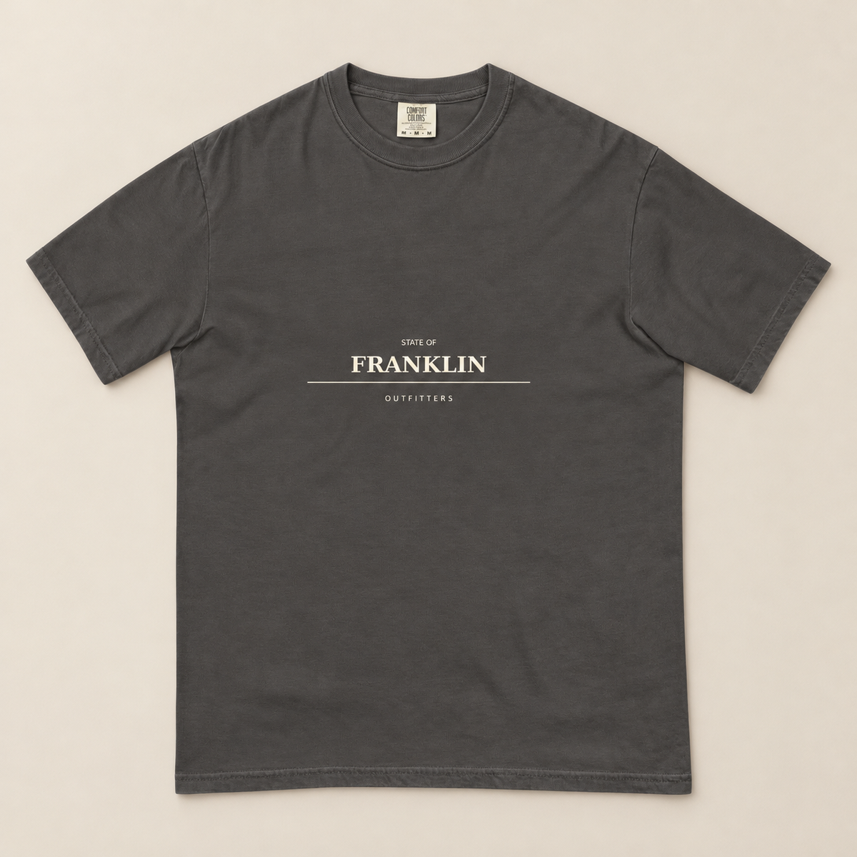 Franklin Heavyweight Tee — Pepper, front view. Digital product mockup.