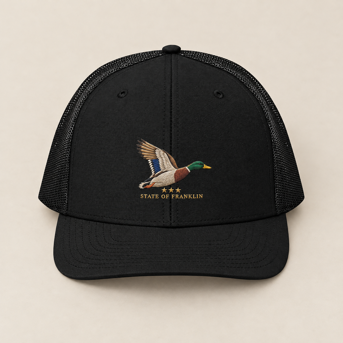Highland Flight — Black, front view. Digital product mockup.
