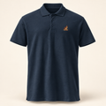 Quail Sporting Polo in navy, front view. Digital product mockup.