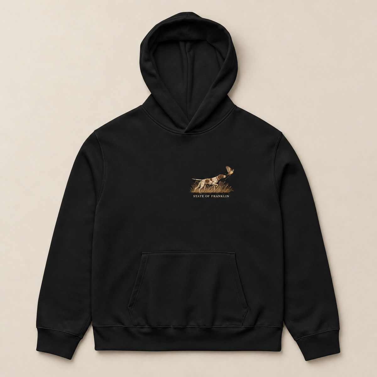 Ridge Point — Black, front view. Digital product mockup.