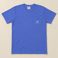Roan Mountain Pocket Tee — Flo Blue, front view. Digital product mockup.